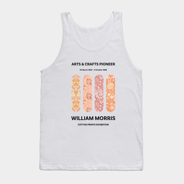 William Morris Textile Pattern, Cotton Prints Exhibition, Arts And Crafts Pioneer Tank Top by VanillaArt